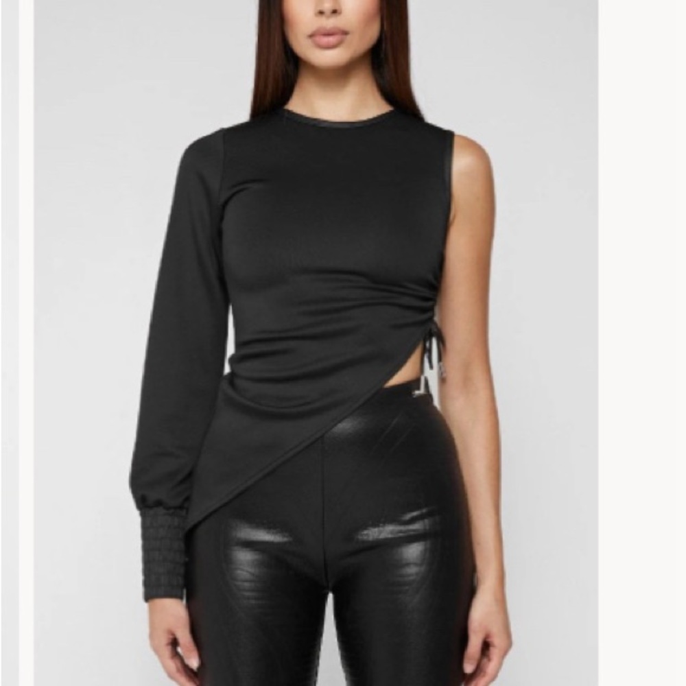 Chic Asymmetrical Black Top